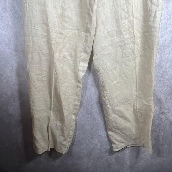 Godbody Linen Pants Mens Size‎ XL Tan Straight Leg Pleated Front Vacation Resort - Picture 3 of 11